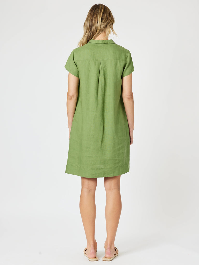 Bravo Linen Dress - Basil rc&co