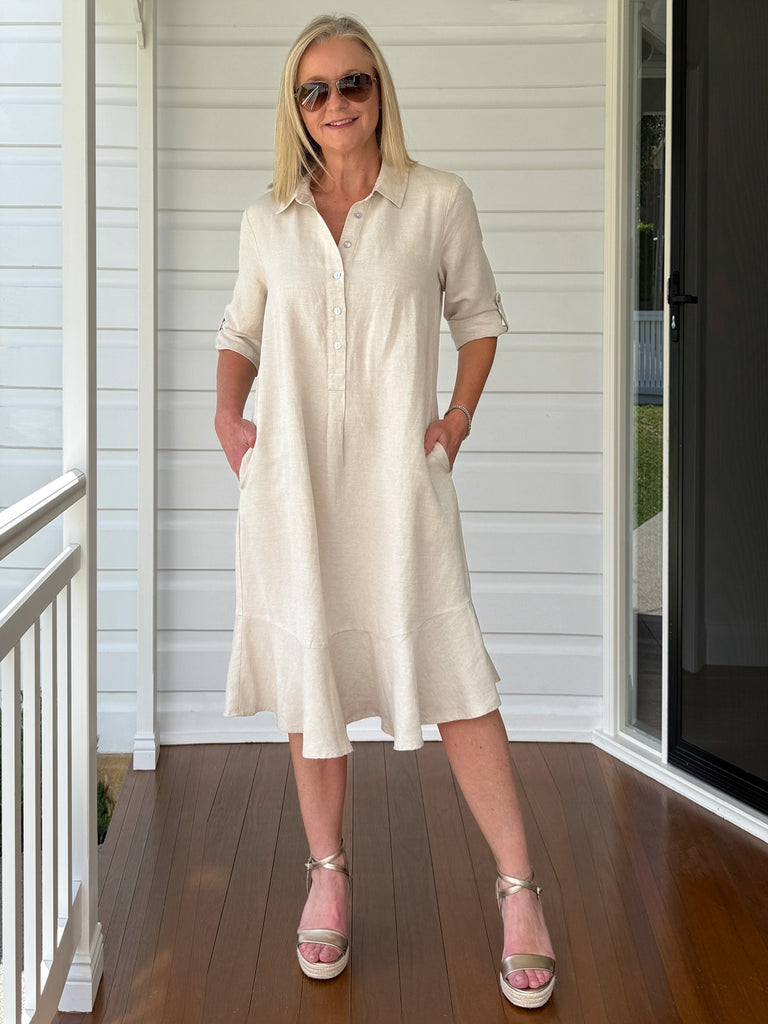 Lino Montana Shirt Dress - Natural