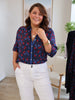 Cherry Delight Print Sheer Shirt - Navy/Red