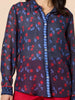 Cherry Delight Print Sheer Shirt - Navy/Red