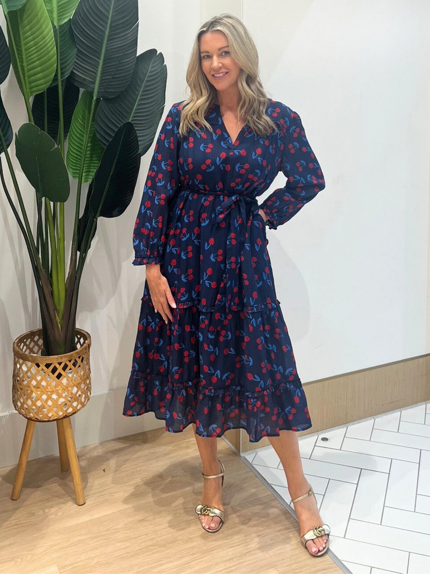 Cherry Delight Dress - Navy/Red – RC & Co