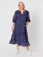 Cherry Delight Print Dress - Navy/Red