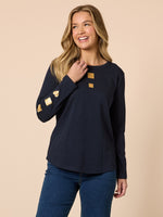 Hearts Square Long Sleeve Tee - Navy