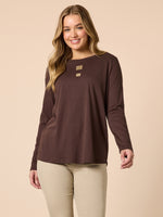 Hearts Square Long Sleeve Tee - Coffee