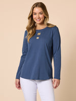 Hearts Square Long Sleeve Tee - Denim