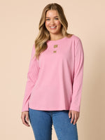 Hearts Square Long Sleeve Tee - Pink