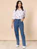 Embroidered Cherry Straight Leg Jeans - Denim