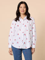 Embroidered Cherry Shirt - White