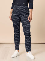 Cherry Print Slim Leg Pant - Navy/White