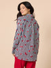 Cherry Stripe Print Sheer Shirt - Navy/White