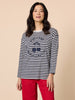 Cote D 'Azure Stripe Embroidered Cherry Tee - Navy/White rc&co