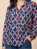 Capitol Print Sheer Shirt - Navy Multi