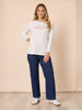 Milan Embroidered Long Sleeve Tee - White