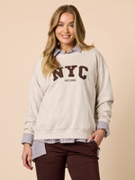 The NYC Embroidered Sweatshirt - Natural