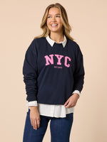 The NYC Embroidered Sweatshirt  - Navy