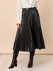 Florence Faux Leather Pleat Skirt - Black rc&co