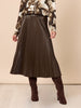 Florence Faux Leather Pleat Skirt - Espresso rc&co