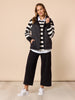 Riviera Sequin Stripe Print Sweatshirt - Black/Ivory