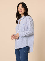 Heritage Logo Stripe Print Shirt - Blue/White