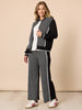 Empire Spliced Print Wide Leg Pant - Black/Ivory rc&co