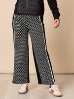 Empire Spliced Print Wide Leg Pant - Black/Ivory