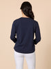 Embroidered Cherry Long Sleeve Tee - Navy/White
