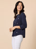 Embroidered Cherry Long Sleeve Tee - Navy/White