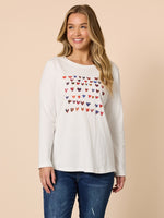 Sweetheart Print Long Sleeve Tee - Ivory