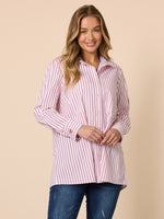 Off the Cuff Stripe Print Shirt - Red/White