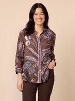 Montana Floral Print Sheer Shirt - Coffee Multi
