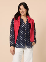 Aurora Spot Print Sheer Top - Navy/White