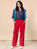 Cherry Delight Print Sheer Shirt - Navy/Red