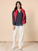 Aurora Spot Print Sheer Top - Navy/White rc&co