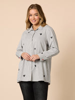Aspen Heart Stripe Print Shirt - Black/White