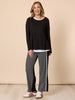 Empire Spliced Print Wide Leg Pant - Black/Ivory rc&co