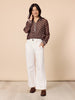 Aurora Spot Print Sheer Shirt - Coffee White rc&co