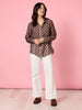 Aurora Spot Print Sheer Shirt - Coffee White rc&co