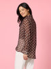 Aurora Spot Print Sheer Shirt - Coffee White rc&co
