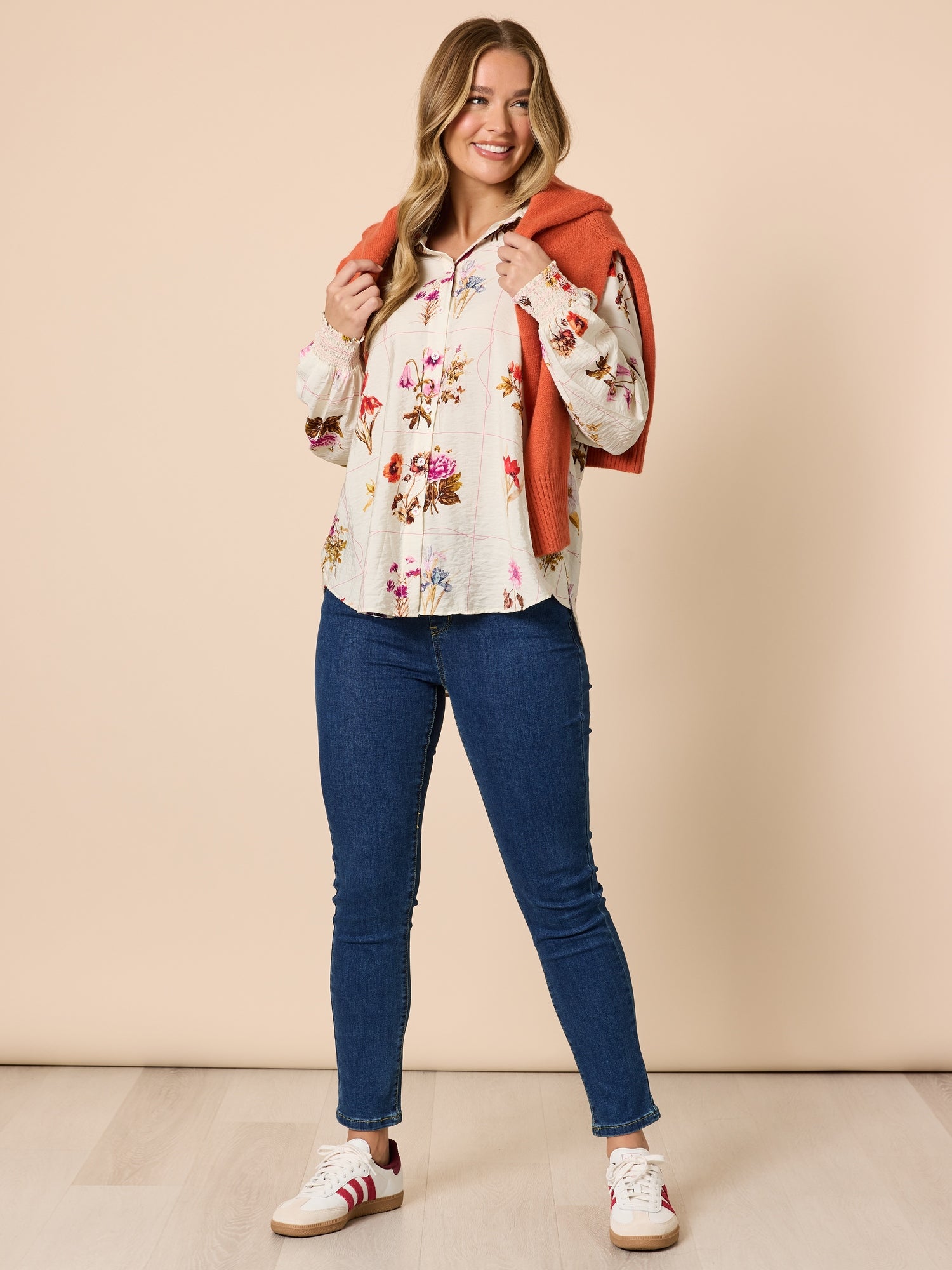 Central Park Floral Print Shirt - Natural Multi rc&co