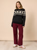 Carpenter Stretch Wide Leg Pull On Denim Jean - Shiraz