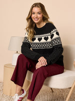 Aspen Hearts Knit - Black/Ivory