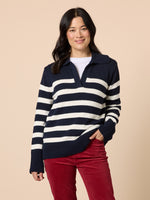 Bel Air Stripe Print Knit - Navy/Ivory