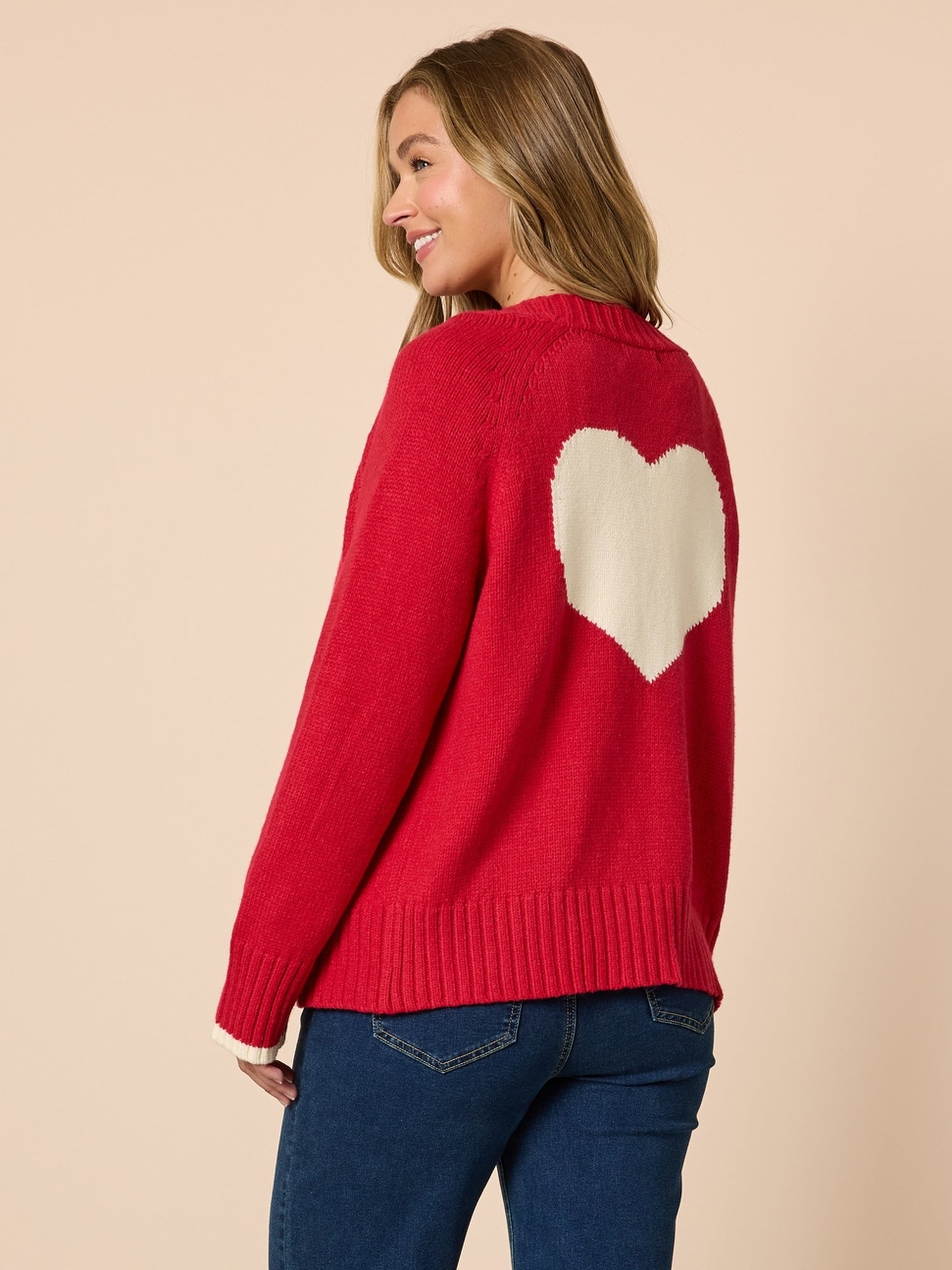 Back to Love Heart Cardi - Red rc&co