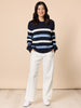 The Pier Stripe Print Knit - Navy Multi rc&co