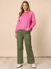 Carpenter Stretch Wide Leg Pull On Denim Jean - Khaki
