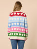 Chic Hearts Print Cardigan - Pink/Multi