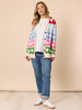 Chic Hearts Print Cardigan - Pink/Multi
