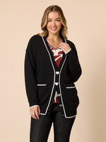 Slalom Heart Button Cardigan - Black