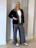 Empire Spliced Print Wide Leg Pant - Black/Ivory