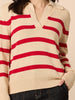 Montrose Stripe Print Knit - Natural Red rc&co